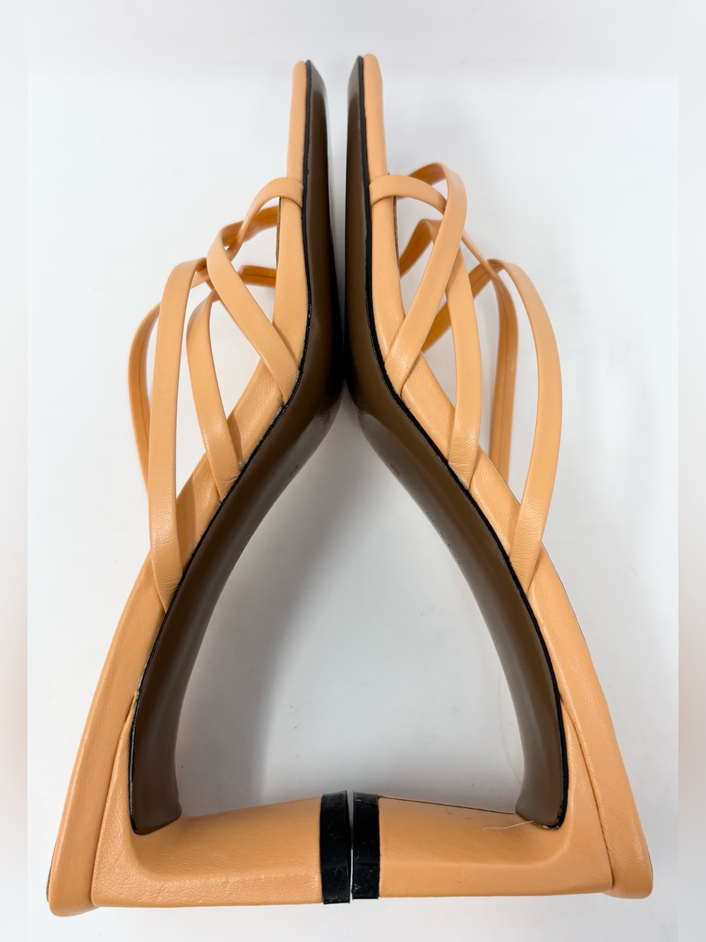 NEOUS Mannia Slide Crisscross Sandals Beige Sherbet Orange Leather Size 37 7 New - Picture 11 of 15